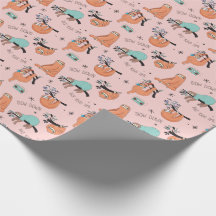 Papel de embalaje lindo rosado de la pereza