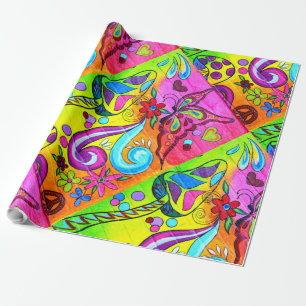Regalo papel de embalaje mágico de la seta del hippie
