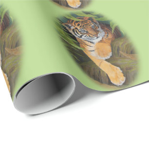 Regalo Papel de embalaje mate de Cub de tigre, 30" x 6'