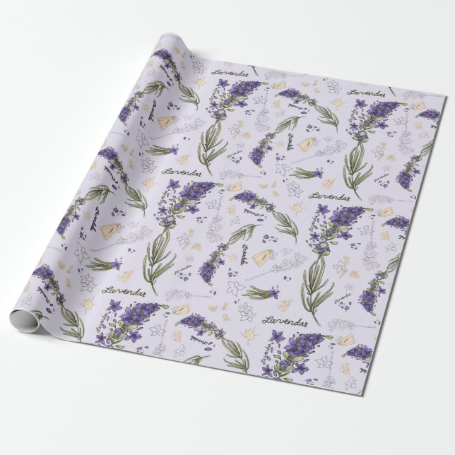 Regalo Papel de embalaje mate de la lavanda de Lauranell, (Desenrollado)