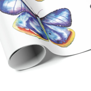Regalo Papel de embalaje mate de la mariposa azul, 30 en