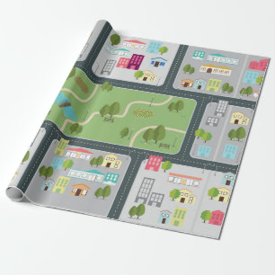 Regalo Papel de embalaje mate del mapa de camino de la