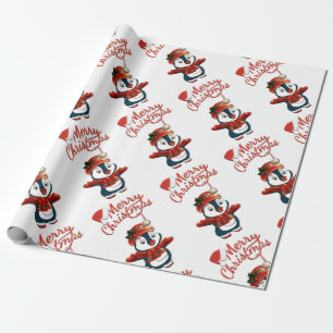 Regalo Papel de embalaje mate del pingüino del navidad,