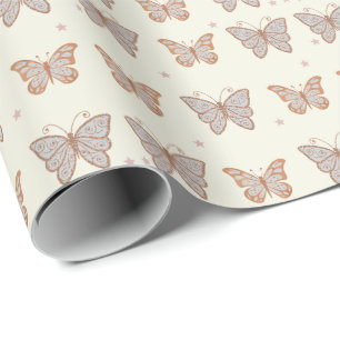 Regalo Papel de embalaje metálico de la mariposa de la