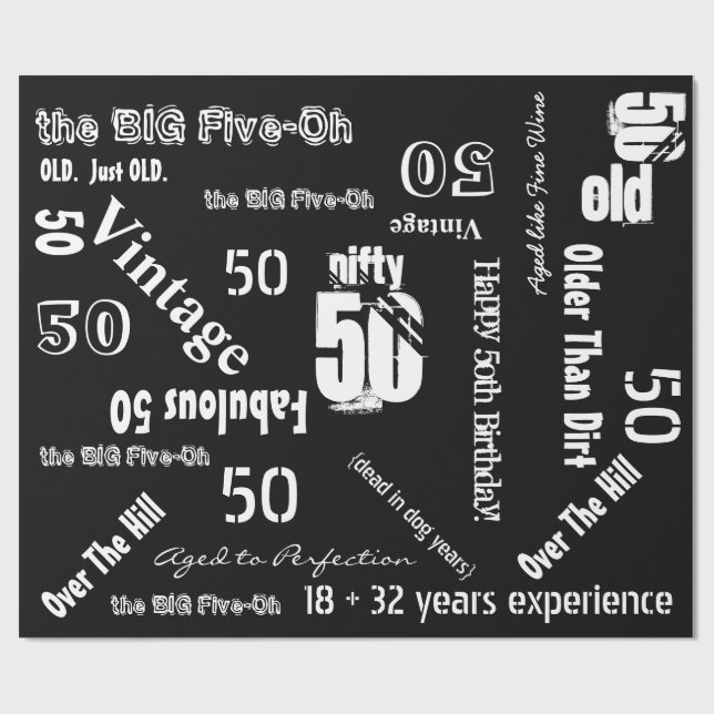 Regalo Papel de embalaje negro cumpleaños divertido de (Superficie plana)