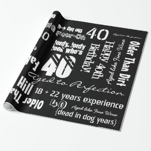 Regalo Papel de embalaje negro cumpleaños divertido de