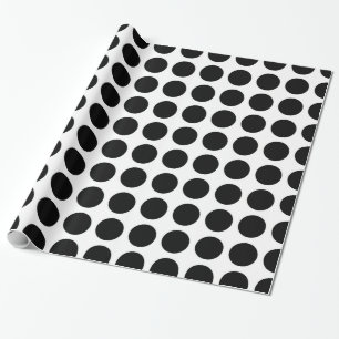 Regalo Papel de embalaje negro de los lunares