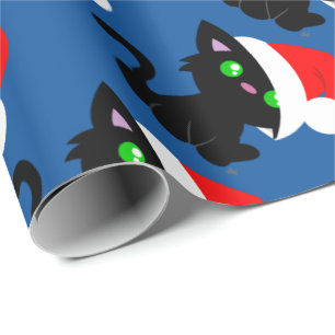 Regalo Papel de embalaje negro del gatito del navidad