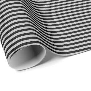 Regalo Papel de embalaje negro y gris fino de las rayas