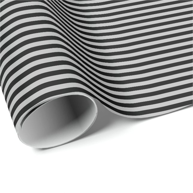Regalo Papel de embalaje negro y gris fino de las rayas (Esquina del rollo)