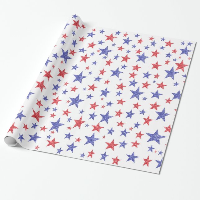Regalo Papel de embalaje patriótico de las estrellas (Desenrollado)