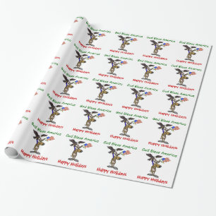 Regalo Papel de embalaje patriótico del navidad del reno