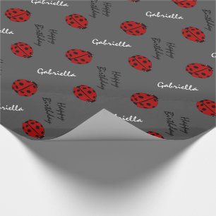Regalo Papel de embalaje personalizado mariquita gris del