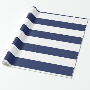 Regalo Papel de embalaje rayado azul y blanco náutico