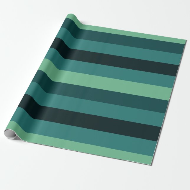 Regalo Papel de embalaje rayado verdes acuosos (Desenrollado)