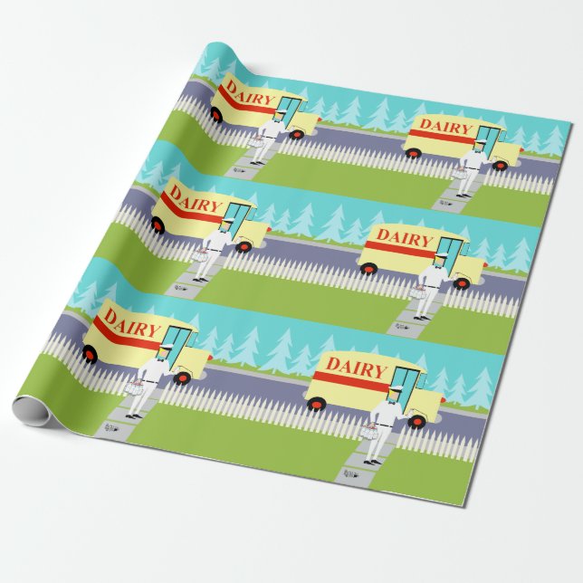 Regalo Papel de embalaje retro del lechero de la pequeña (Desenrollado)