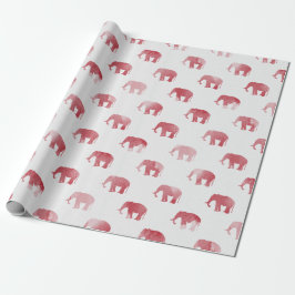 Regalo Papel de embalaje rojo de la acuarela del elefante