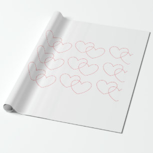 Regalo Papel de embalaje rojo de los corazones que