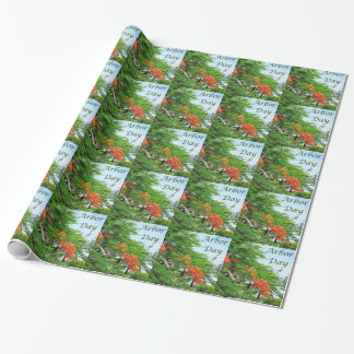 Regalo Papel de embalaje rojo del árbol de llama del día
