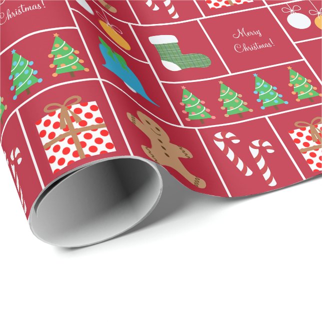 Regalo Papel de embalaje rojo del modelo del navidad (Esquina del rollo)