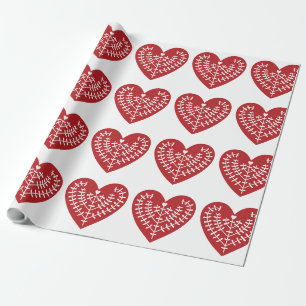Regalo Papel de embalaje rojo escandinavo del corazón