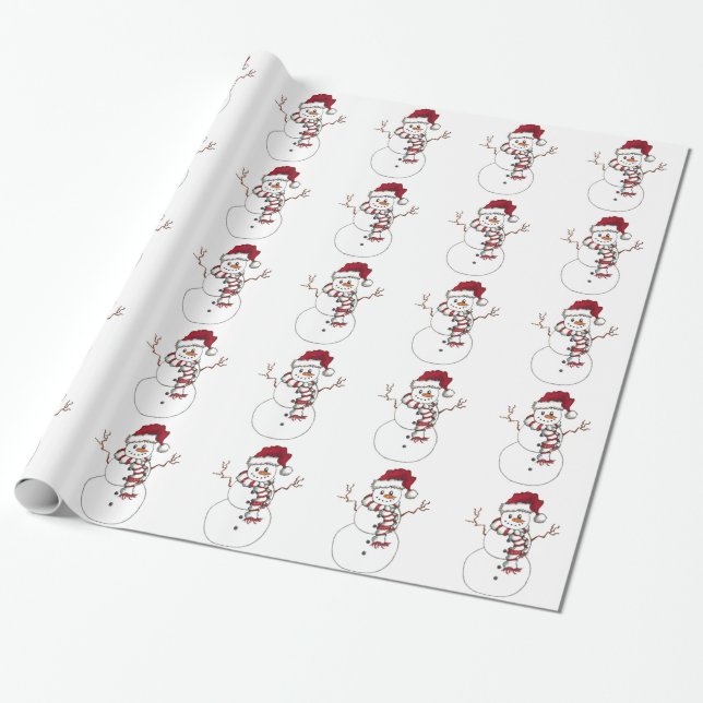 Regalo Papel de embalaje rojo y blanco alegre del muñeco (Desenrollado)