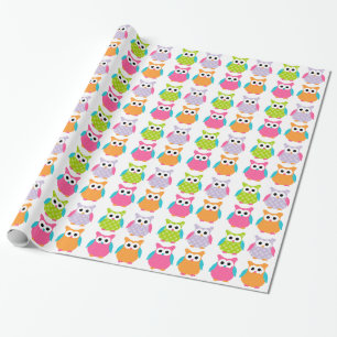 Regalo Papel de embalaje rosado lindo del búho del