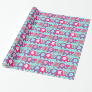 Regalo Papel de embalaje rosado, púrpura, gris del amor