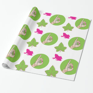 Regalo Papel de embalaje rosado y verde bonito real
