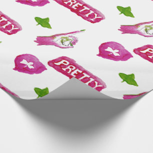 Regalo Papel de embalaje rosado y verde bonito real