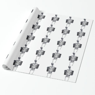Regalo Papel de embalaje tejado blanco esquelético de la
