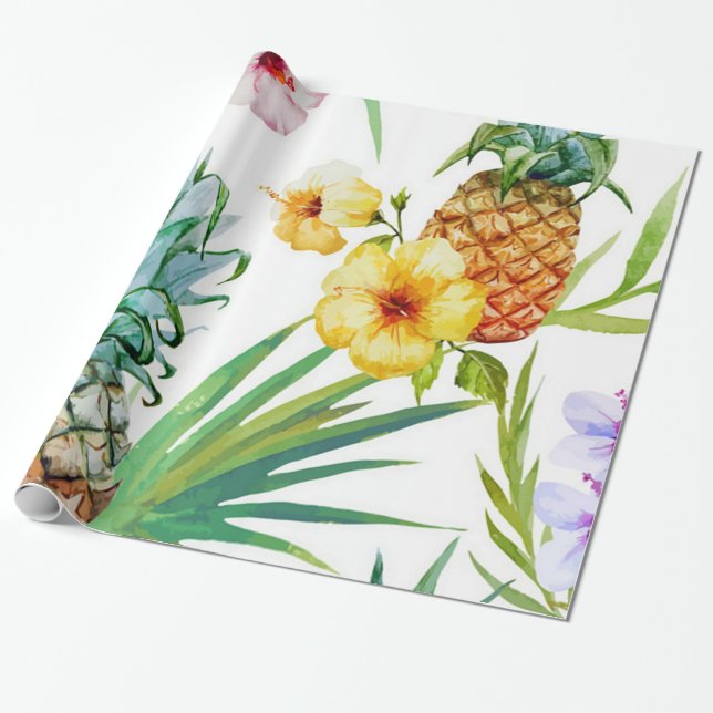 Regalo Papel de embalaje tropical de la piña del paraíso (Desenrollado)