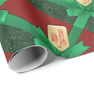 Regalo Papel de embalaje verde de las Felices Navidad de