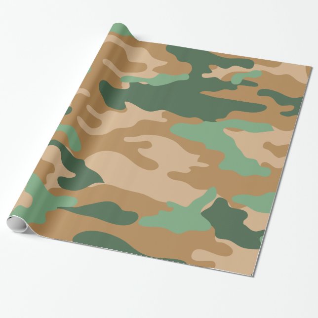 Regalo Papel de embalaje verde del camuflaje de Brown (Desenrollado)