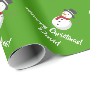 Regalo Papel de embalaje verde del muñeco de nieve de la