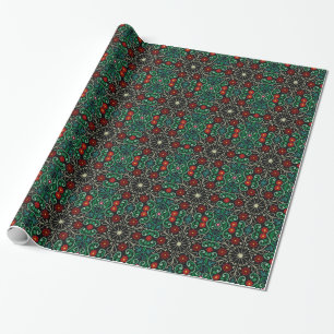 Regalo Papel de embalaje verde rojo del diseño del