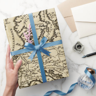 Regalo Papel de embalaje viejo del fiesta del mapa del