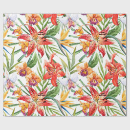 Regalo papel de embalaje, zonas tropicales (blancas)