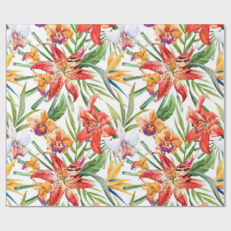 Regalo papel de embalaje, zonas tropicales (blancas)