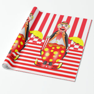 Regalo Papel de encolado brillante, Payaso rojo en franja