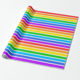 Regalo Papel de encolado de rayas arcoiris y blancas