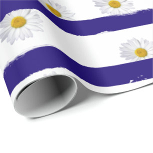 Regalo Papel de encolado en franjas azules de margarita