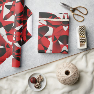 REGALO PAPEL DE ENLACE DE PATEREN NEGRO ROJO