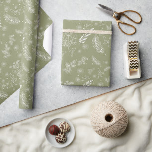 Regalo Papel de envasado de flores de roble verde oliva
