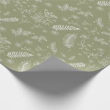 Papel de envasado de flores de roble verde oliva