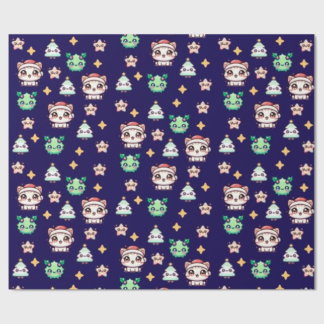 Regalo Papel de envasado de gatos y estrellas de los Navi (Superficie plana)