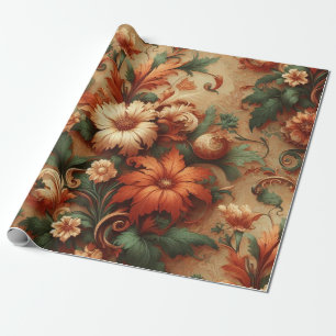 Regalo Papel de envasado - Naranja quemado, crema, verde 