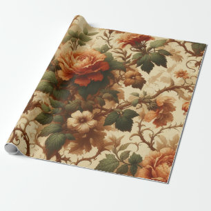 Regalo Papel de envasado - Naranja quemado, crema, verde 