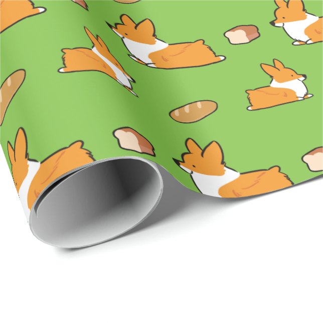Regalo Papel de envoltorio para regalos del pan del Corgi (Esquina del rollo)