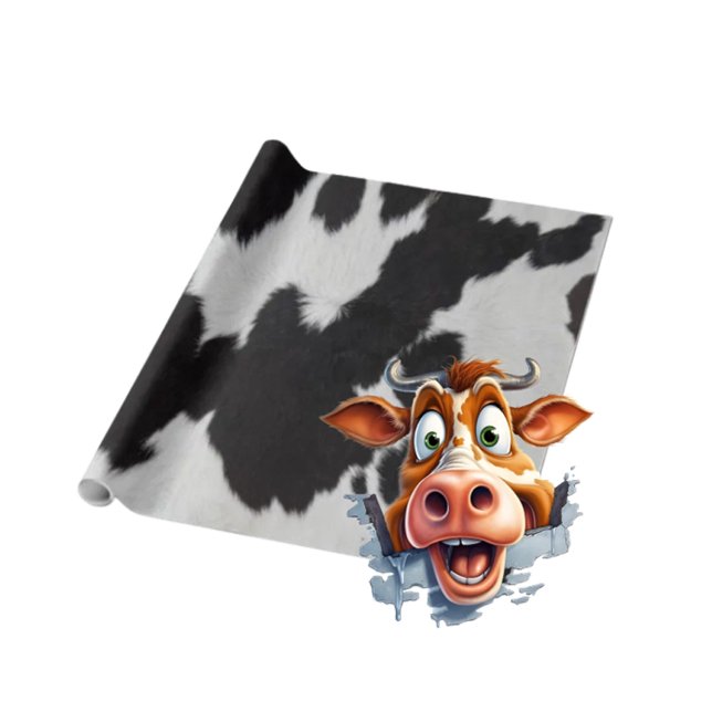 Regalo papel de envoltura blanco negro de vaca (Black and White Cow )